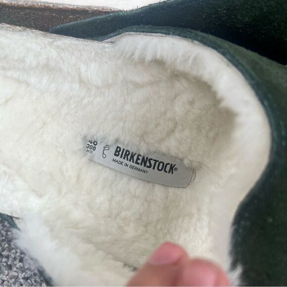 Sz 46 Birkenstock Men’s Forest Green Shearling Suede Shearling Slide Sandals - Picture 6 of 10